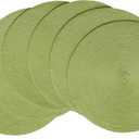 HODJOY Placemats Set of 6, Round Placemats for Dining Tables, Washable Woven Placemats for Christmas 15 inch (Pea Green)