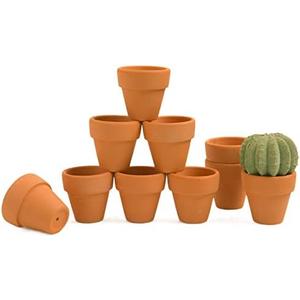 Fcacti 1.5 Inch Terracotta Pots Pack of 10 - Mini Clay Pot with Drainage Hole for Tiny Cactus Herb lithop, Succulent Nursery Pots for Home Garden Table DIY Hand Craft Gift Decoration