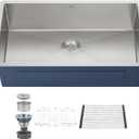 33 Inch Undermount Kitchen Sink Single Bowl,304 Stainless Steel Kitchen Sink, Include Dish-DryingRoll-up Rack Accessories, (Undermount Single Bowl, 33Inch Silver), 33 inch x 19 inch x 10 inch