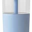 REDUCE Aspen 20 oz Vacuum Insulated Glass Tumbler with Lid & Extra Wide Straw - Keeps Drinks Cold for 12 Hrs - Ideal for Iced Coffee, Smoothies & Boba - Dishwasher Safe, Soft Base - Glacier Missing Straw