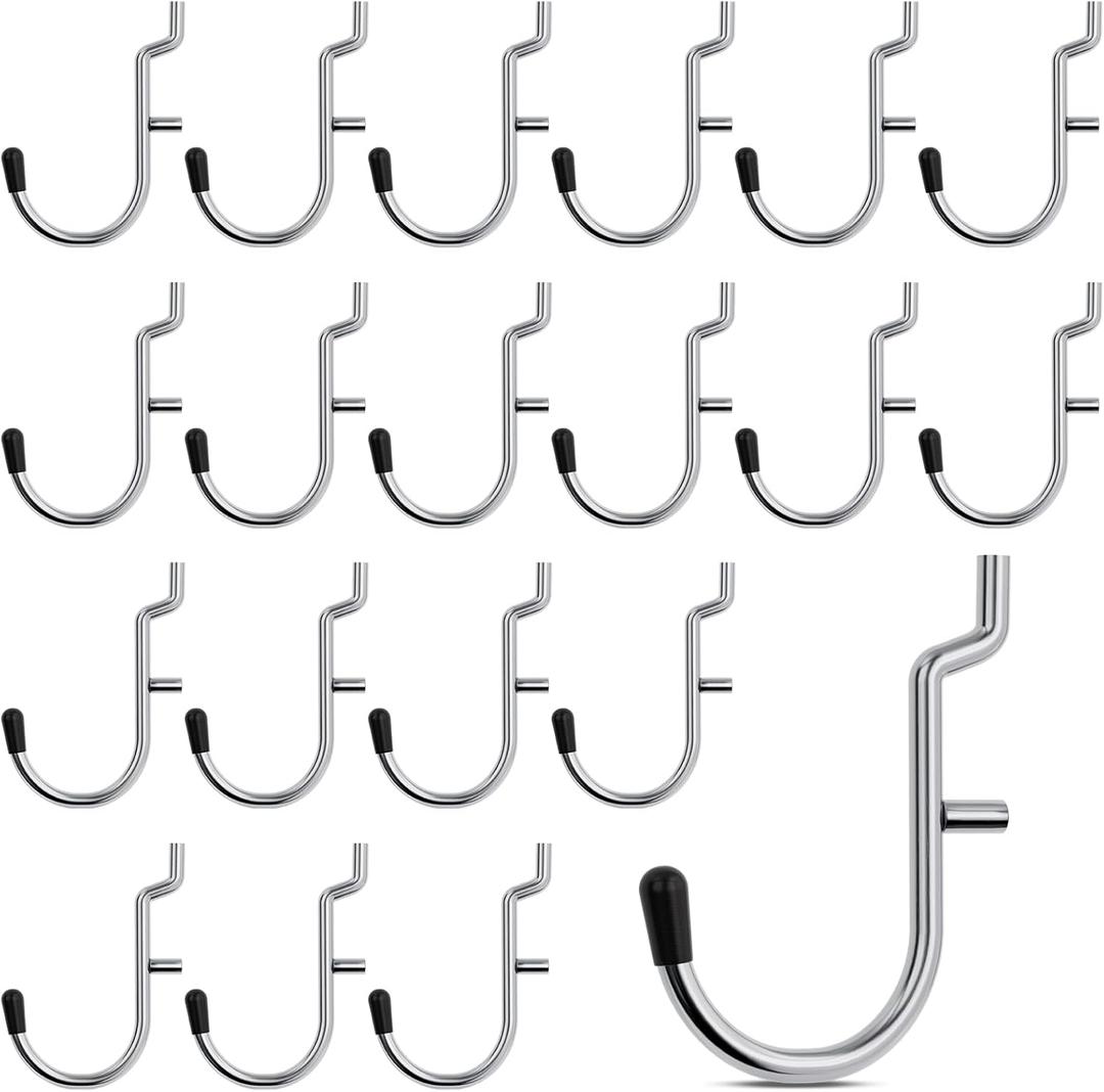 INCLY 1/4 Inch Pegboard Hooks, 100PCS Heavy Duty Metal Pegboard J Hooks Accessories with Peg Locks & Rubber Tipped, Peg Board Tool Hangers Fit 1/4" Pegboard for Wall Hanging Tools or Display Jewelry