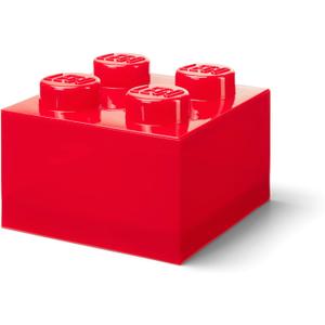 LEGO Storage Brick 4 Knobs Translucent Red - Stackable Plastic Storage Box with Lid for Kids and Adults Desk Organizer and Toy Box