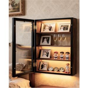 11x16 Shadow Boxes Frames Large Shadow Box with Removable 3-Grid Shelves Deep Memory Box Display Case Solid Wood Shadow Box for Medals, Wedding Bouquet, Collectibles (Black)