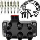 Set of 1 DG452 Ignition Coil Pack & 6PCS Spark plugs & wires Compatible with 1990-2011 Ford Ranger 3.0l, 2005-2010 Mustang Aerostar Econoline Explorer Mystique Mystique Sable Taurus Replaces FD480