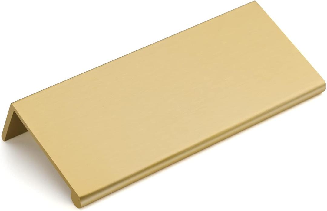 goldenwarm 15 Pack Gold Finger Edge Pulls Drawer Finger Pulls Champagne Gold Kitchen Hardware Handles Bedroom Dresser Drawers, 3'' Hole Center