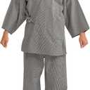 Edoten Sasiko Samue(100% Cotton) Rich Texture,Men (3X-Large, Black)