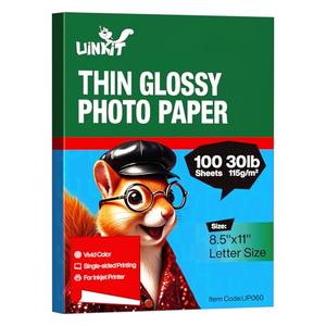 Uinkit 100 sheets 115gsm Photo Paper 30lb Very Thin Flyer Photo Paper Glossy 8.5x11 Single Side Inkjet Paper DIY Chip Bag Glossy Photos Brochure Paper Picture for Inkjet Printer with Dye Ink