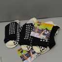 Ultrafun 5 Pairs Striped Crew Socks Cotton Cushioned Athletic Sports Running Socks for Men Women Teens (Medium, Black)