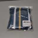 OYOANGLE Men's Color Block Striped Print Short Sleeve Button Up Casual Shirt, Medium, Navy Blue White