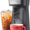 Elite Gourmet HyperChiller EHC210N Iced/Hot Coffee Maker, K-Cup or Coffee Grounds, 8, 10 or 12oz Pours, Removable K-Cup Holder and Reusable Mesh Filter, Drip tray, Black/Stainless-Steel