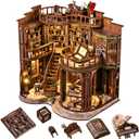 DIY Miniature House Kit, Book Nook kit Dreamy Book Hall 3D Wooden Puzzle with LED Lights, House Building Kit for Home Decoration and Creative Gift for Women Men Friends (Dreamy Book Hall)