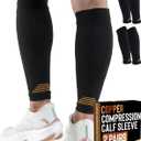Doctor's Select 2 Pairs Copper Calf Compression Sleeve - Leg Compression Sleeves for Women & Men, Shin Splint Relief