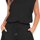GRECERELLE Petite Jumpsuits For Short Women Dressy Womens Summer Outfits Black Romper Black-XS