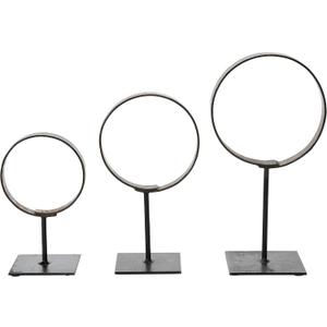 Creative Co-Op Decorative Modern Found Metal Rings on Stands, Black, Set of 3