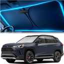 Windshield Sun Shade for Toyota RAV4 2019 2020 2021 2022 2023 2024 2025 Custom Fit Sun Shield with Mirror CutOut, Blocks Heat & UV, Foldable with Storage Pouch - Toyota RAV4 Windshield Sunshade