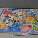 Montessori Mama Wooden Puzzles for Kids Ages 4-6, USA States and Capitols, World Continents and Oceans, Combo Set 2 Toddler Puzzles