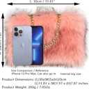 FHQHTH Faux Fox Fur Purse Fuzzy Handbags for Women Evening Handbags Al alloy Shoulder Strap (Pink With Brown Tips)