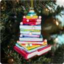 Christmas Book Tree 3D Glass Ornament, Book Tree Glass Ornament, Book Lover Gift, Bookworm Gifts, Xmas Winter