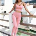 Blue Breath Leggings with Pockets for Women-High Waisted Full Length Yoga Pants Tummy Control Workout Athletic Daily (Pink, M)
