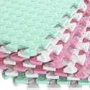 36 Tiles Foam Play Mat for Baby, 0.4 Inch Thick Foam Interlocking Floor Mats, Soft Non-Toxic Baby Playmat, Solid Colored Puzzle Play Mat Kids Floor Mats for Toddler(White/Pink/Bean Green)