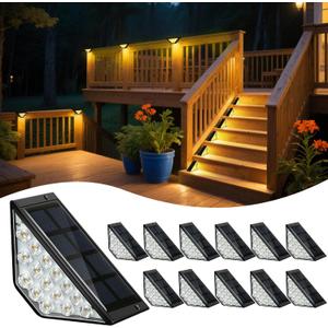 BKBB PPBB Solar Step Lights for Outside, Solar Stair Lights Outdoor Waterproof, Deck Step Lights for Fence, Patio, Yard, Porch, Front Door, Sidewalk, Garden, Patio Decor (12, Warm White)