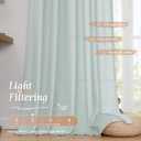 LAMIT Bedroom Linen Curtains 45 Inch Long, Light Filtering Neutral Window Curtains Farmhouse Boho Rod Pocket Room Decor Panels for Small Window/Living Room, 2 Panels, 42 x 45 Inch, Light Blue