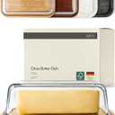 Kivy Glass Butter Dish With Airtight Lid That Keeps Butter Soft - For Countertop And Refrigerator Door Shelf - Butter Tray With Lid Fridge - Butter Holder For Counter - Covered Butter Dishes