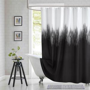 Fabric Shower Curtain, Black and White Cloth Shower Curtains for Bathroom, Modern Waterproof Bathroom Curtains, 78" W x 72" H