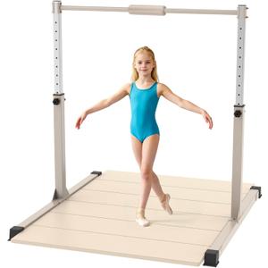 Gymnastics Bar, 5FT Gymnastics Bars for Kids at Home, 10-Level Adjustable Horizontal bar for Kids Ages 3-15, Easy Assembly Gymnastic Equipment for Indoor/Outdoor Use with Foam Pad