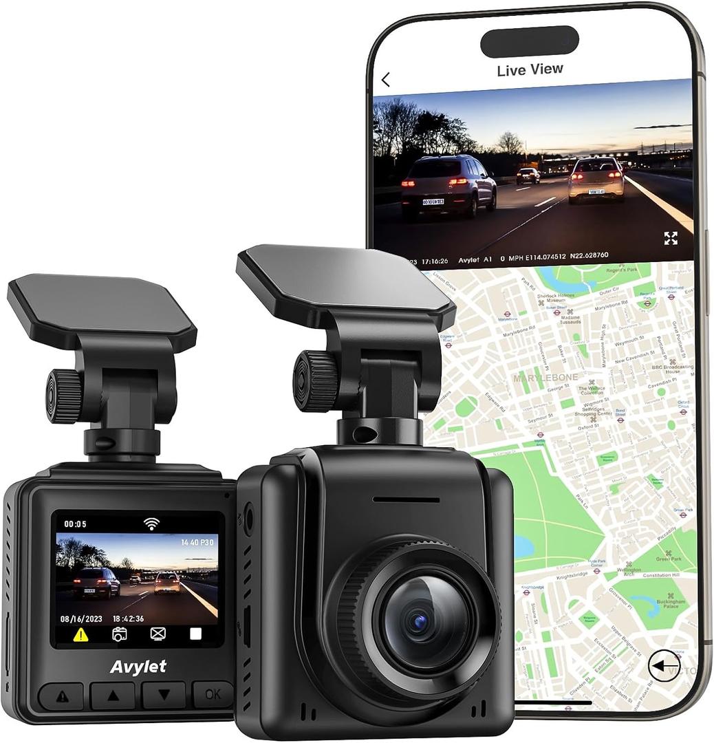 Dash Cam 2K, WiFi Dashcams with APP, External GPS, 1.5'' IPS Screen, Front Dash Camera for Cars, Mini Car Camera, WDR Night Vision, 24H Parking Monitor, Loop Recording, GSensor