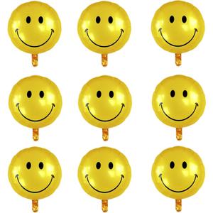 4 x 9PCS 18 Inch Smiley Face Balloons,Mylar Aluminum Assorted Colors Smile Balloon,Smile Foil Balloons for Birthday Wedding Anniversary Bachelorette Baby Shower Decorations Balloon(Gold)