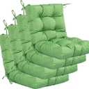 QILLOWAY Outdoor Chair Cushion for Patio Furniture, Waterproof Patio Cushions Set of 4 with Ties, Fade Resistant Replacement Pads for Outdoor Rocking Chairs,Green
