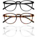 Przene 3 Pack Blue Light Blocking Glasses Women/Men,Retro Round Computer Glasses Anti Eye Strain/UV/Glare, Gaming Glasses