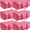6 Pack Extra Heavy Duty Large Moving Bags with Comfortable Handle & Strong Zipper,Storage Totes for Space Saving Moving Storage College Supplies Alternative to Moving Box,Pink