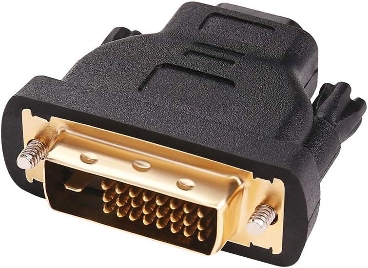 DTECH DVI to HDMI Adapter DVI Male to HDMI Female Bi-Directional DVI-D Port Converter 4K 1080P Gold Plated Connector