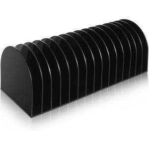 Ctosree Acrylic File Organizer for Desk Vertical 15 Compartments File Sorter Mail Organizer Desktop Countertop Folder Stand Racks for Office Home School Desk(Arch,Black)
