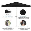Patiokingdom 9FT Solar LED Patio Umbrella with Tilt and Crank,Outdoor Market Table Umbrella with 8 Sturdy Ribs, UV Protection for Deck, Lawn,Pool,Backyard