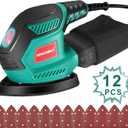 HYCHIKA Detail Sander, 14,000 OPM Compact Electric Sander Tool with 12 Pcs Sandpapers, Efficiency Dust Collection System, Suitable for Tight Spaces Sanding ,Polishing, Removing Paint in Home Decoration