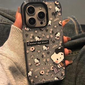 for iPhone 12, for iPhone 12 Pro Case, Cute Kawaii Cartoon Cat Kitty Phone Case for Women Girls Men, Clear Soft Silicone Shockproof Phone Case
