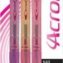 Pilot Acroball for a Cure Breast Cancer Awareness Advanced Ink Retractable Ball Point Pens, Fine Pt., Black Ink, Assorted Color Barrels, 3-Pack (31963) Smooth Writing, Smear-Resistant Advanced Ink