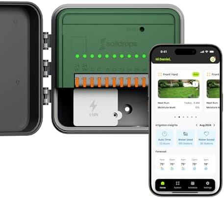Soildrops AI Smart Sprinkler Controller, 8-Zone WiFi Irrigation Controller for Indoor & Outdoor Use, DIY Garden & Lawn Watering Kit, App-Based Auto Watering