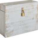 Wedding Card Box with Card Slit and Lock 12"X10"X4.5"- Gift Wishing Well Card Box for Weddings, Receptions, Birthdays, Graduations, Baby Showers, Honeymoon Funds (White)