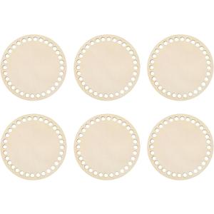 6PCS Wooden Basket Bottom, 4" Diameter Crochet Basket Bottom Unfinished Wood Round Blank Weaving Knitting Base for DIY Crafts Weaving Baskets Making Supplies Home Decoration