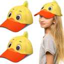 Riyiper 2 Pack Duck Hat Baseball Cap Funny Duck Hats Yellow Cute Print Hat with Adjustable Snap Back for Girls Boys Birthday Party