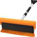 16" Large Snow Brush for Car Windshield,Non-Scratch Snow Scraper,55" Extendable Snow Broom with Foam Grip,Snow Remover for Cars, Truck, SUV (Orange, Large)