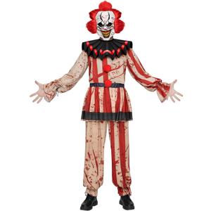 Spooktacular Creations Adult Scary Clown Costume - Halloween Costume with Scary Clown Mask, Top, Skirt, and Pants (X-Large)