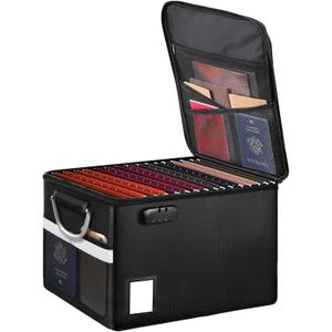 TOMKID Fireproof Document Box, Fireproof File Organizer Box with Lock, Portable File Folder Organizer with Handle for Hanging Letter/ Legal Folder 16.1 x 12.9 x 11in