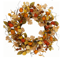Artificial Fall Wreath for Front Door Autumn Wreath with Golden Eucalyptus Leaves,Oak Leaves for Indoor Outdoor Farmhouse Home Wall Window Festival Wedding Decor