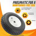 (2-Pack) 16x6.50-8 Pneumatic Tires on Rim - Universal Fit Lawn Mower and Yard Tractor Wheels - With Chevron Turf Treads - 3" Centered Hub and 3/4" Bushings - 396 lbs Max Weight Capacity