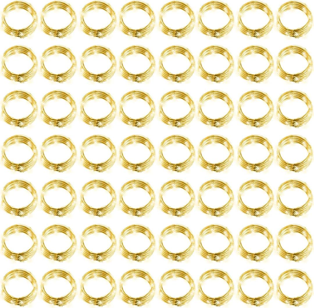 Hortsun 100 Packs Fairy Lights Battery Operated 3 Speed Modes, 7 Ft/ 2 M 20 LED Battery String Mini Waterproof Wire Twinkle Lights Bulk for Wedding Party Birthday Vases Decor (Warm White)